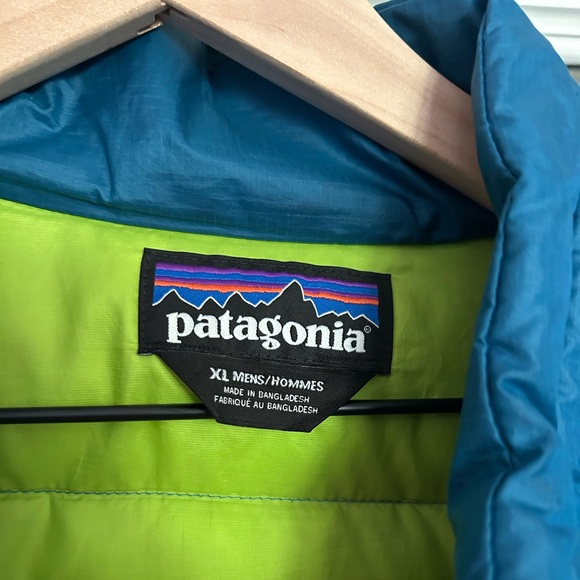 Patagonia Down Sweater Puffer Jacket in Teal and Lime - Picture 1 of 7